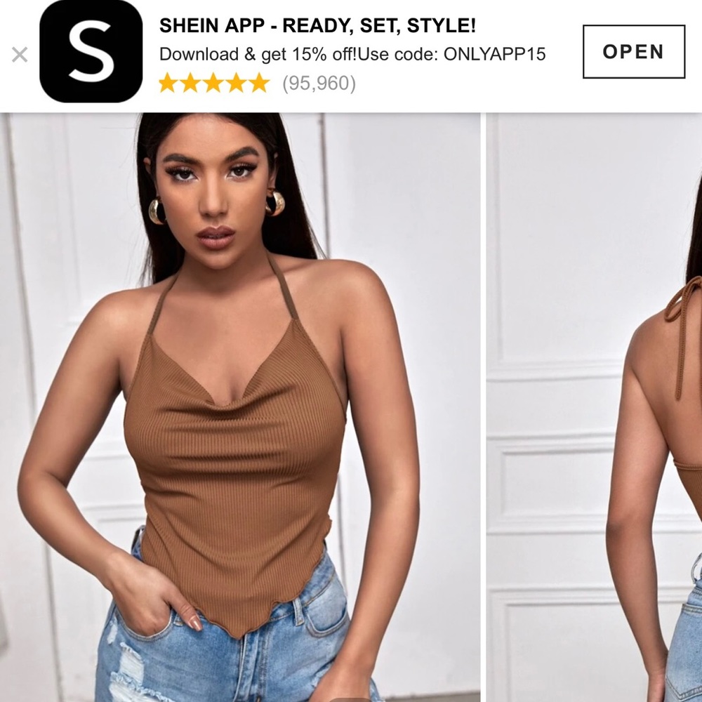 SHEIN Cowl Neck Tie Back Bandana Top